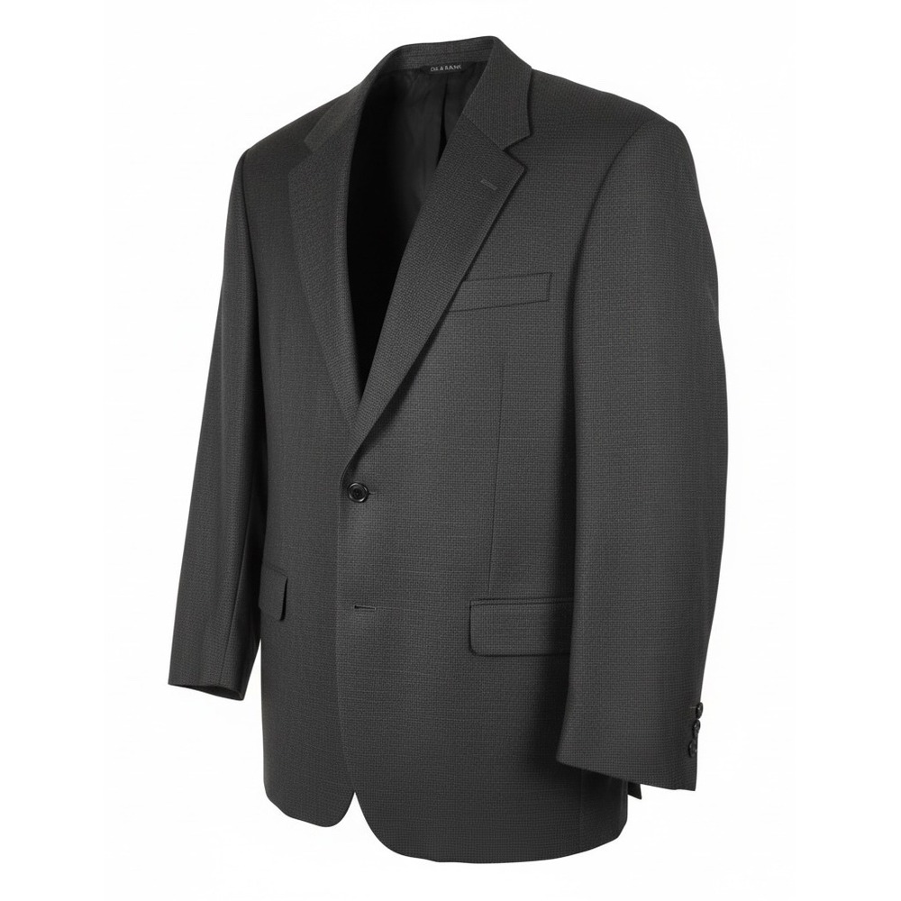 Jos. A. Bank Mens Blazer Charcoal Gray Micro-Houndstooth Sport Coat 2-Button 46L